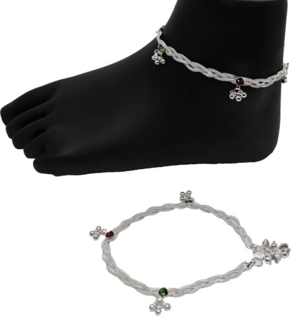 Beautiful Indian Traditional Silver Plated Partywear Payal Pajeb Anklets For Women And Girls