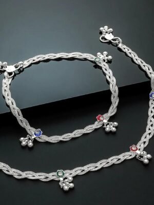 Beautiful Indian Traditional Silver Plated Partywear Payal Pajeb Anklets For Women And Girls