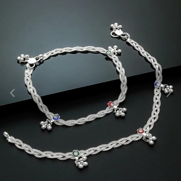 Beautiful Indian Traditional Silver Plated Partywear Payal Pajeb Anklets For Women And Girls